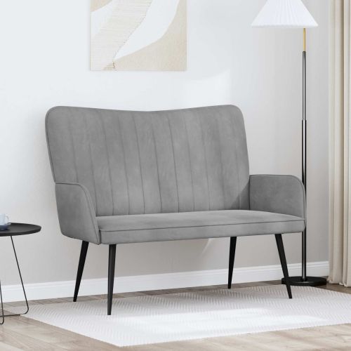 Диван с два места Светлосиво 115 x 61 x 87 см Кадифе