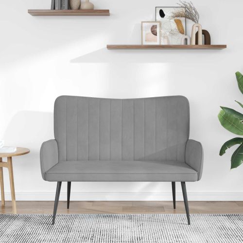 Диван с два места Светлосиво 115 x 61 x 87 см Кадифе