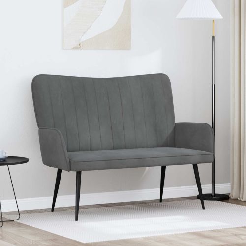 Диван с два места Тъмен сив 115 x 61 x 87 см Кадифе