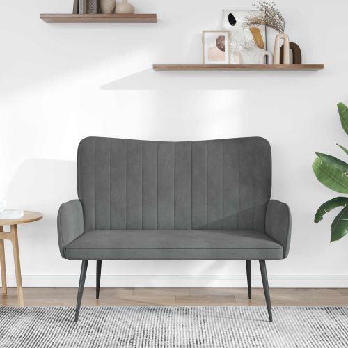 Диван с два места Тъмен сив 115 x 61 x 87 см Кадифе