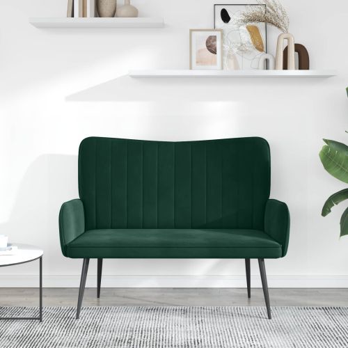 Диван с два места Тъмен зелен 115 x 61 x 87 см Кадифе