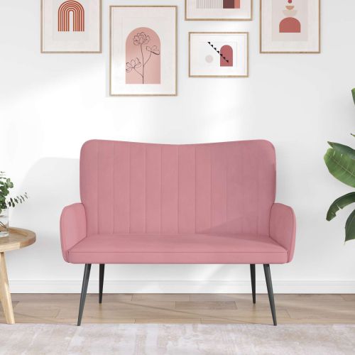 Диван с два места Розово 115 x 61 x 87 см Кадифе