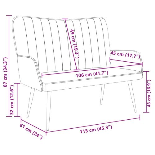 Диван с два места Розово 115 x 61 x 87 см Кадифе