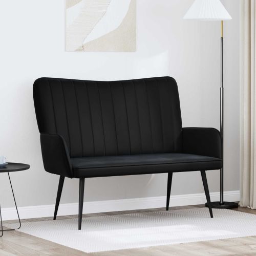 Диван с два места Черен 115 x 61 x 87 см Кадифе