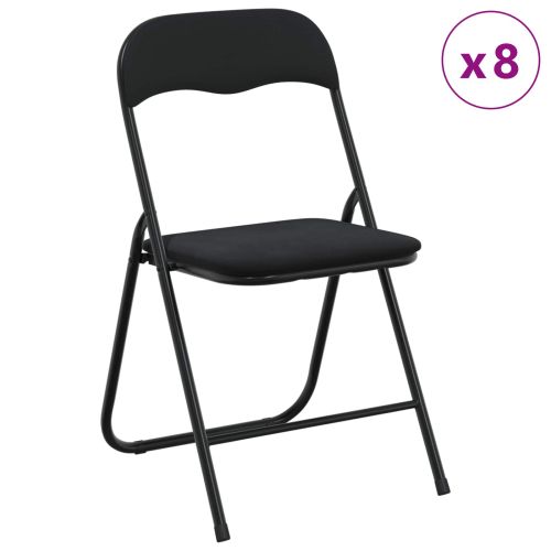 Сгъваем стол 8 pcs Черен 48 x 44 x 78 см Кадифе