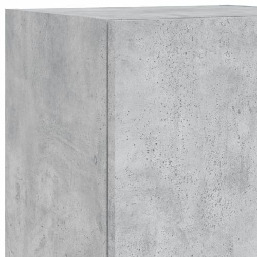 ТВ стенни модули с LED, 4 части, бетонно сиви, инженерно дърво