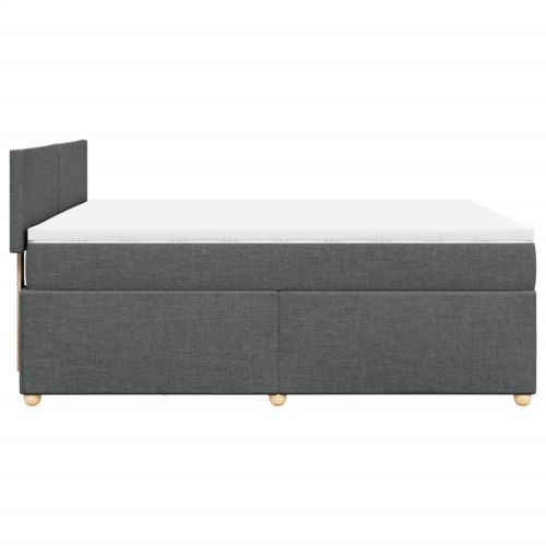 Боксспринг легло с матрак, тъмносиво, 140x200 см, плат
