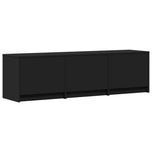 TV шкаф с LED Черен 140 x 34 x 40 см Инженерен дървен материал