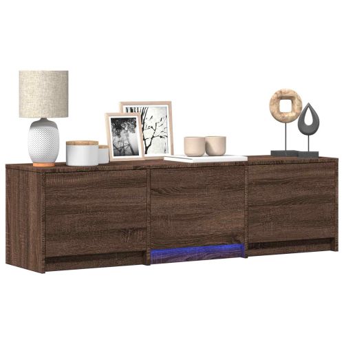 TV шкаф с LED с LED с чекмедже Кафяв дъб 140 x 34 x 40 см