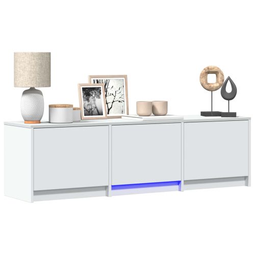 TV шкаф с LED Бял 140 x 34 x 40 см Инженерен дървен материал