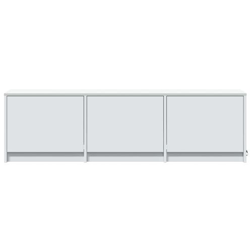 TV шкаф с LED Бял 140 x 34 x 40 см Инженерен дървен материал