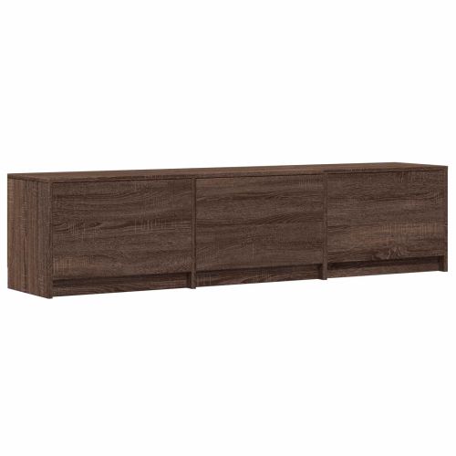 TV шкаф с LED с LED с чекмедже Кафяв дъб 165 x 34 x 40 см