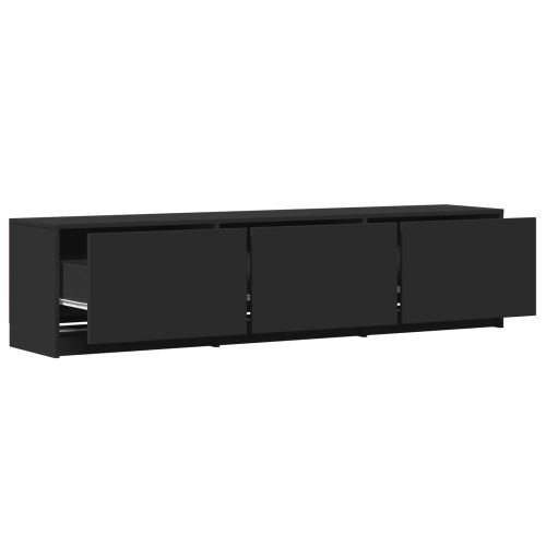 TV шкаф с LED Черен 165 x 34 x 40 см Инженерен дървен материал