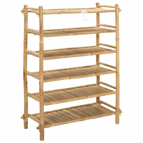 Шкаф за обувки с рафт Натурално 6-етажен Бамбук
