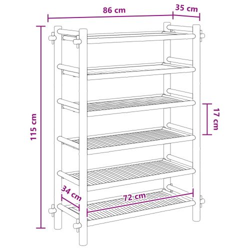 Шкаф за обувки с рафт Натурално 6-етажен Бамбук