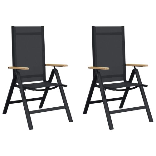 Лежанки за градина 2 pcs Черен 58 x 73 x 111,5 см Textilene