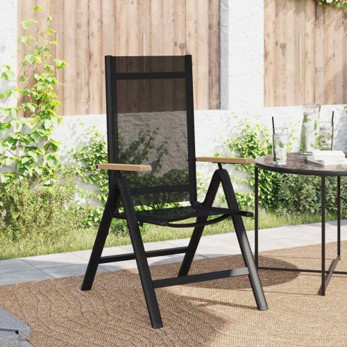 Лежанки за градина 2 pcs Черен 58 x 73 x 111,5 см Textilene