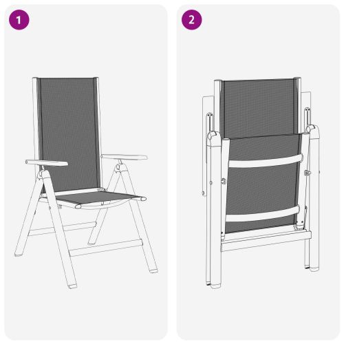 Лежанки за градина 2 pcs Черен 58 x 73 x 111,5 см Textilene