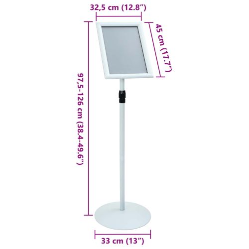 Поставка за плакат Сребрист 33 x 33 x 126 см PVC и стомана