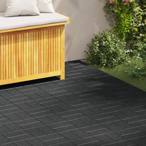 Стъпаловиден камък 6 pcs Черен 40,5 x 40,5 x 2 см Каучук