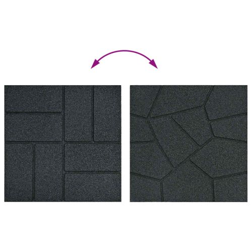 Стъпаловиден камък 6 pcs Черен 40,5 x 40,5 x 2 см Каучук