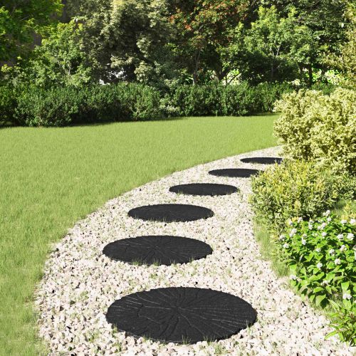 Стъпаловиден камък 6 pcs Черен Ø 45 x 1,8 см Каучук