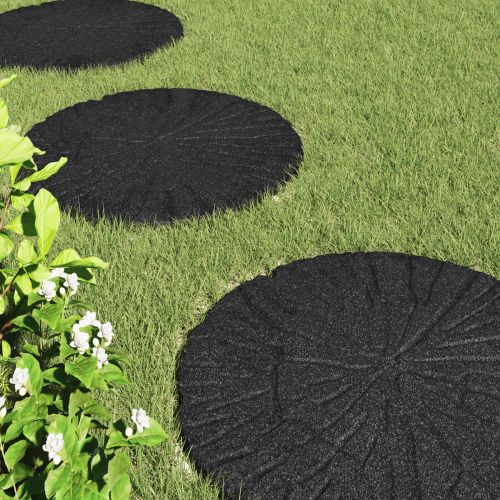 Стъпаловиден камък 6 pcs Черен Ø 45 x 1,8 см Каучук