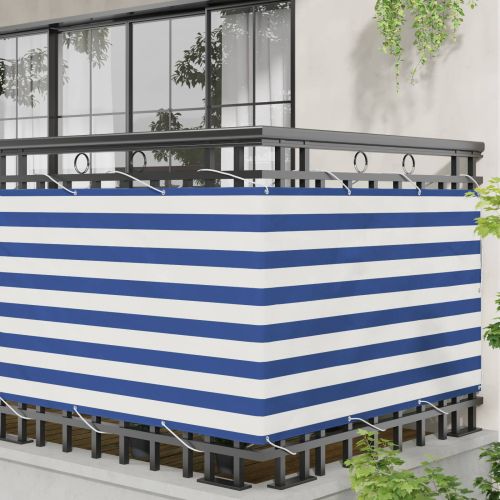 Балконен екран Синьо и бяло 100 x 600 cm Оксфордска тъкан