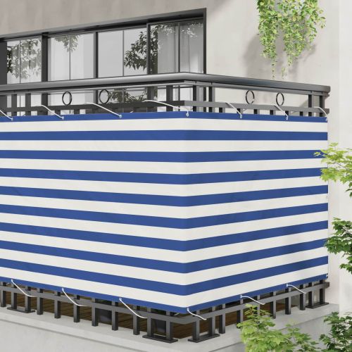 Балконен екран Синьо и бяло 110 x 200 см Оксфордска тъкан