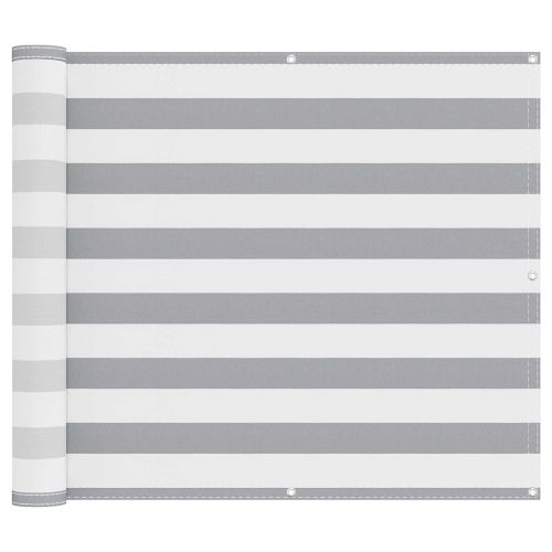 Балконен екран Светлосив и бял 100 x 300 cm Оксфордска тъкан