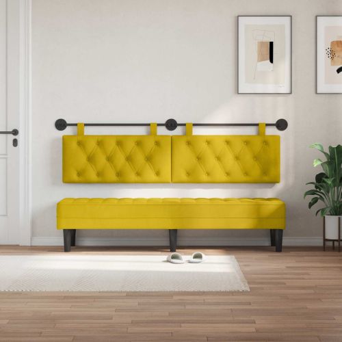 Табла за легло висяща С LED осветление Жълто Кадифе