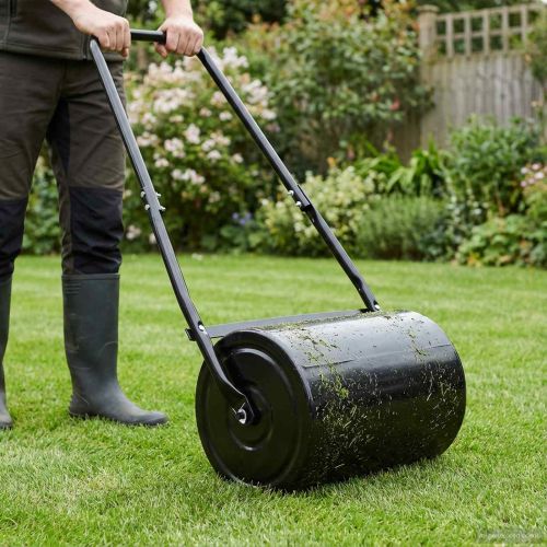 Градински ролер за тревни площи Черно 110 x 52 см Желязо