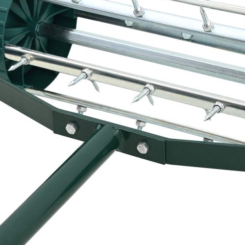 Валяк за трева с дръжка и клипси за аератор Зелен 127,5 x 44 см