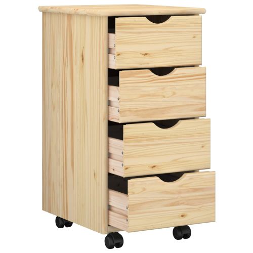 Плъзгащ кабинет с колело Кафяво 65,5 x 34 x 39 см Солиден бор