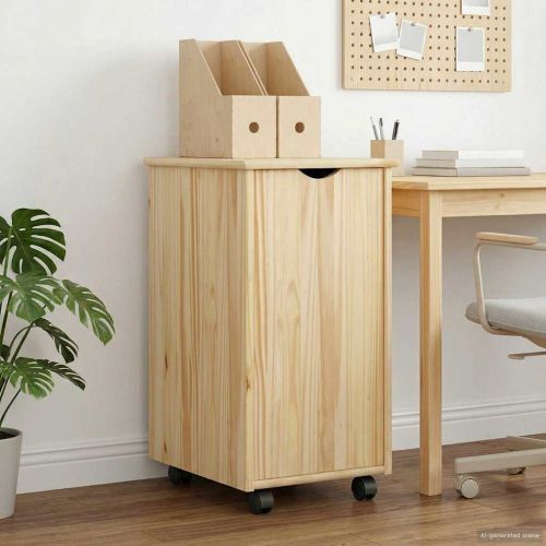 Плъзгащ кабинет с колело Кафяво 34 x 39 x 65,5 cm Солиден бор