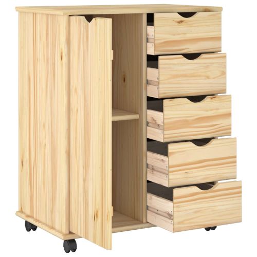 Плъзгащ кабинет с колело Кафяво 63,5 x 39 x 79 см Солиден бор