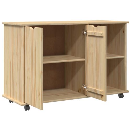 Плъзгащ кабинет с колело Кафяво 100 x 39 x 65,5 см Солиден бор