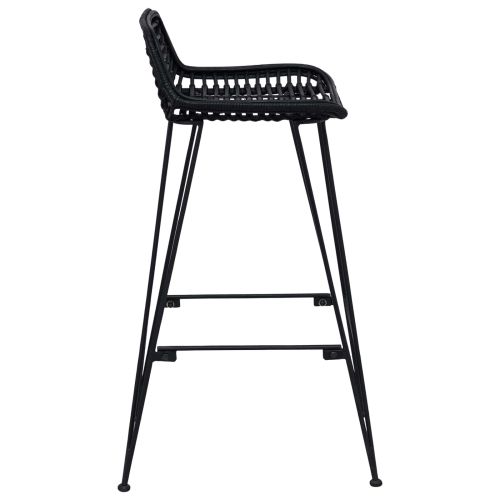 Бар стол 2 pcs Черен 44 x 46 x 91 см Ратан и стомана