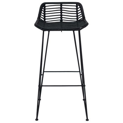 Бар стол 2 pcs Черен 44 x 46 x 91 см Ратан и стомана