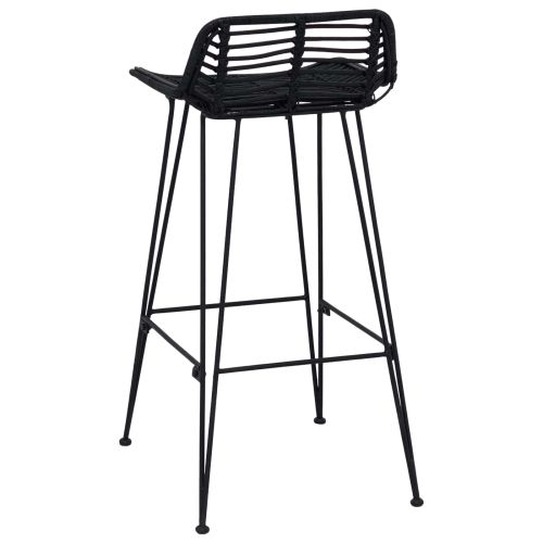 Бар стол 2 pcs Черен 44 x 46 x 91 см Ратан и стомана