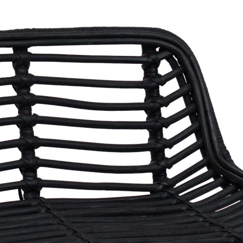 Бар стол 2 pcs Черен 44 x 46 x 91 см Ратан и стомана