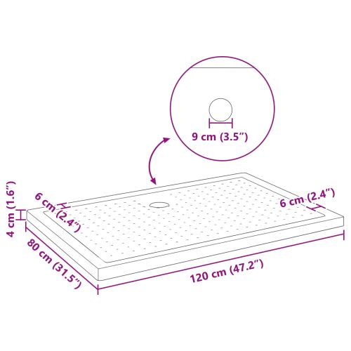 Основен трей за душ с точки Черен 120 x 80 x 4 см ABS