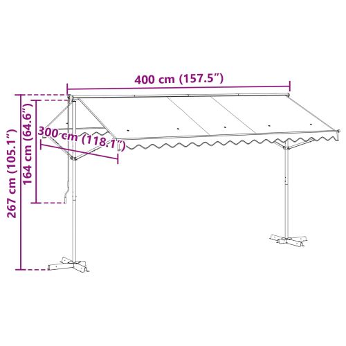 Самостоятелен сенник Антрацит 4 × 3 m Полиестер