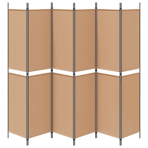 Делител за стая с 6 панела Бежово 300 x 220 cm Текстил