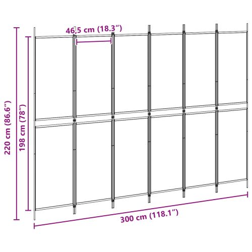 Делител за стая с 6 панела Бежово 300 x 220 cm Текстил