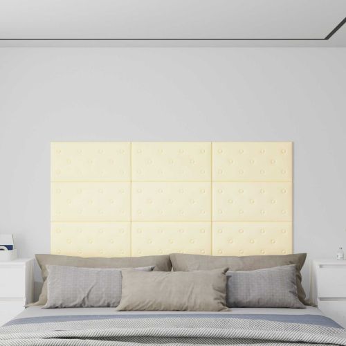 Стенно табло за легло 12 pcs Крем 60 x 30 cm Изкуствена