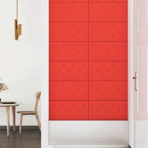 Стенно табло за легло 12 pcs Червено 60 x 30 cm Изкуствена