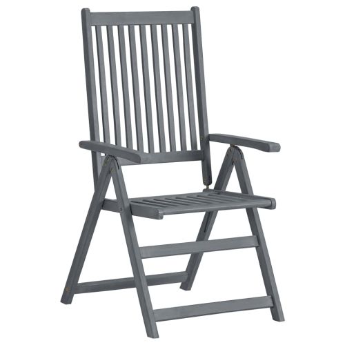 Градински трапезен комплект от 7 части, акация масив, сив