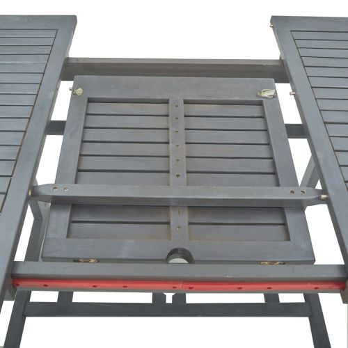 Градински трапезен комплект от 7 части, акация масив, сив