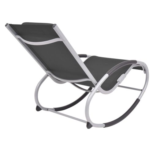 Градински люлеещ се стол, черен, textilene